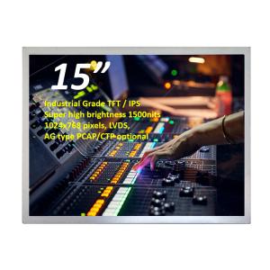 Quality Sunlight Readable 15 Inch Industrial TFT Display 1000 Nits LVDS 1024x768 Pixel wholesale