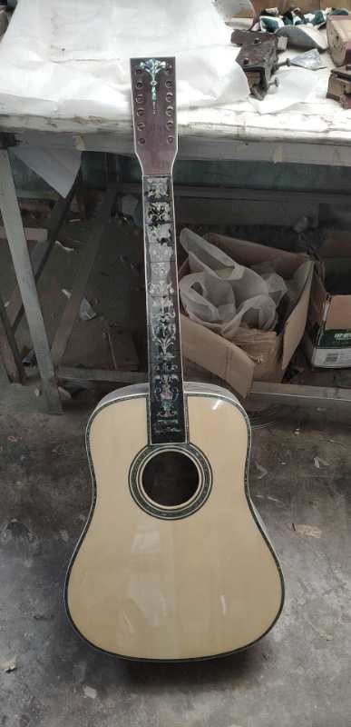 AAAAA all solid wood 12 strings dreadnought body fancy abalone handmade acoustic electric guitar