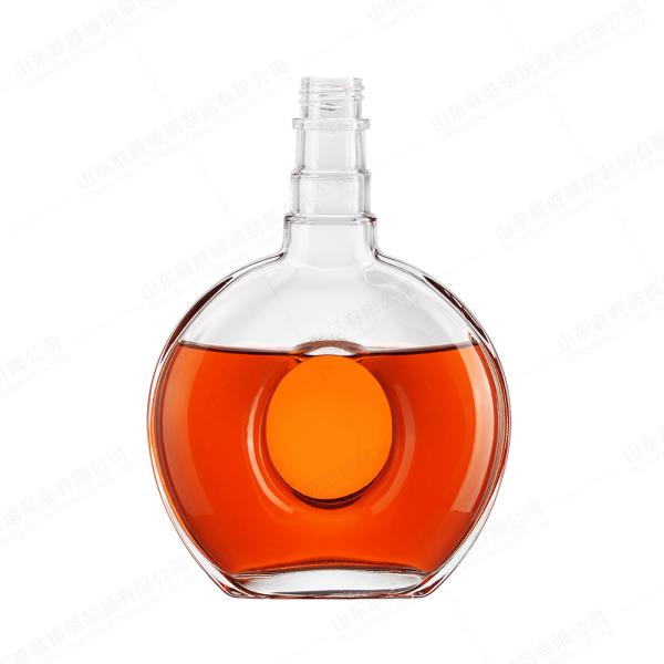 Customized Color 500ml 700ml 750ml Flat Round Glass Bottle for Beverage