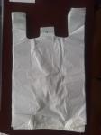 400+190*650mm 16mic White Plastic T-Shirt Shopping Bag - 500/Case , HDPE