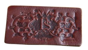 Quality PS Smooth Edge Embossed logo Leather Patches Customed color For garments wholesale