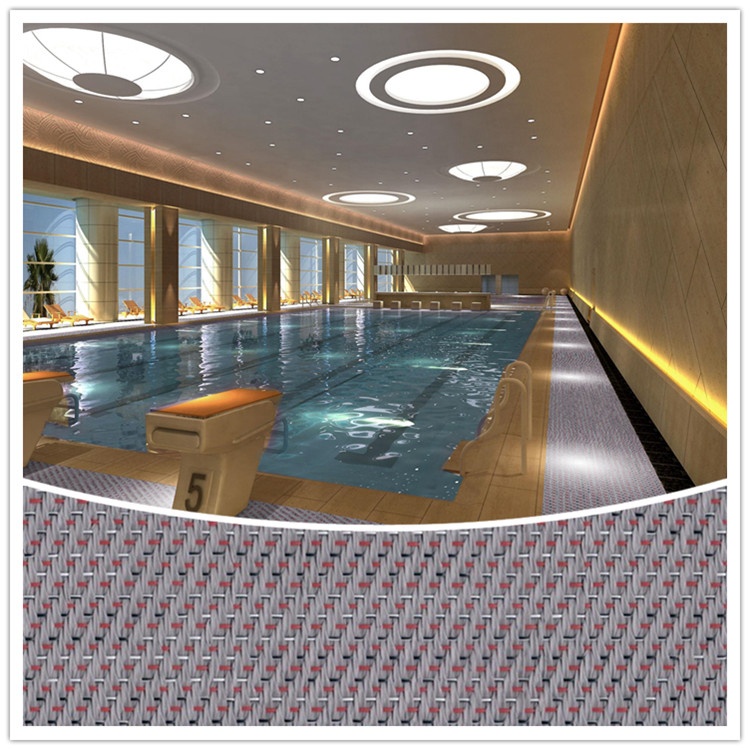 Stripe Design PVC Woven Vinyl Carpet Roll For Commercial Outdoor Anti - Slip