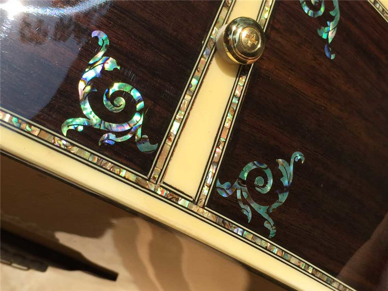 Wholesales custom 41" 45D 20 frets solid Top Real peral inlay acoustic guitar with colorized shell edge
