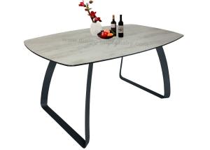 Quality HPL Laminated Fixed Dining Table Horsebelly 1.6 Meter Stylish Legs 8 Seats wholesale