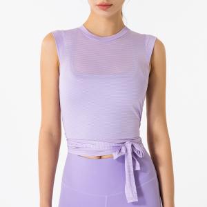 Quality STC Jacquard Nylon Sports Ladies Yoga Tops Soft Light Cycling Vest Blouse wholesale