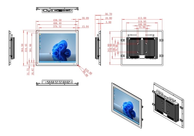 19-Inch Embedded Windows Touch Screen for Medical Diagnostics and Access Control