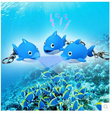 New creative gift product cartoon animal Dolphin led light keychain keyrings