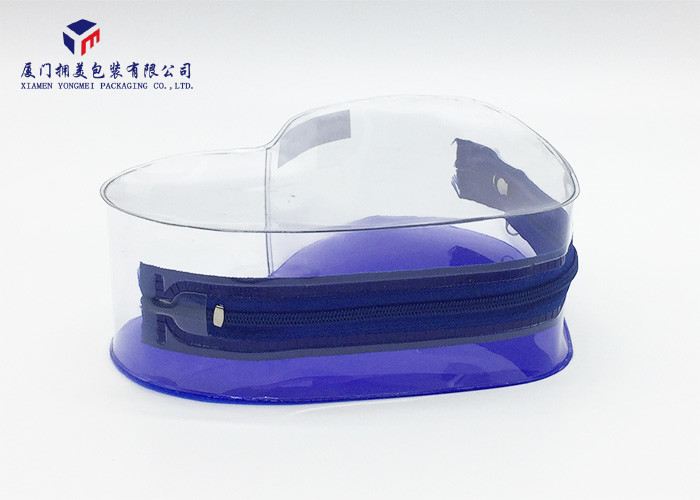 Heart Shape Soft PVC Bags 14.5cm Height Backside Opaque Embossed Blue PVC