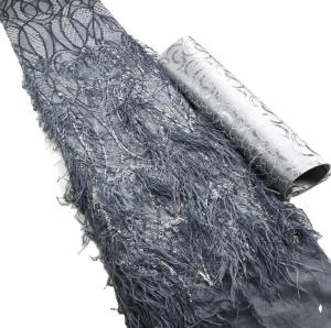Quality Outdoor Furniture Fabric Vinyl Woven Mesh with Net Lace and Glitter Ostrich Feather wholesale