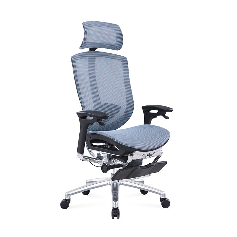 Gray Blue Lifting Armrest Mesh Office Chair For Comfortable And Productive Work