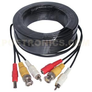 Quality 5-50 Meters Black/White Color CCTV Pre-made Siamese Video, Audio and Power Cable wholesale