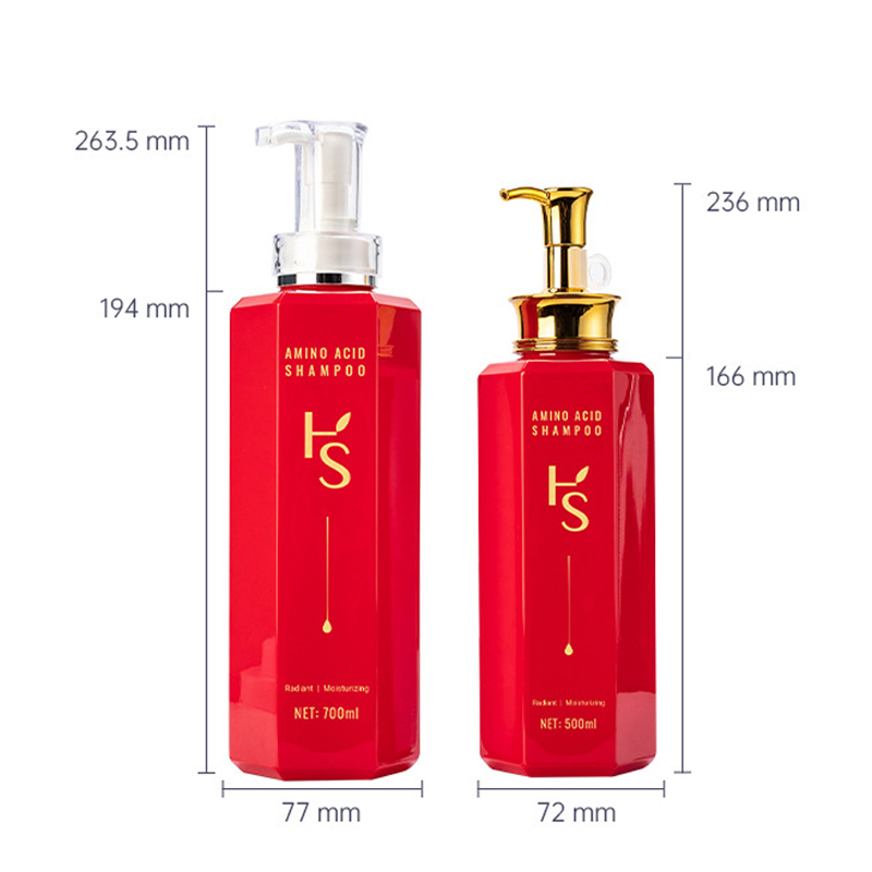 500ml/700ml Red rectangle smooth with Silver/Golden pump for shampoo lotion bottle