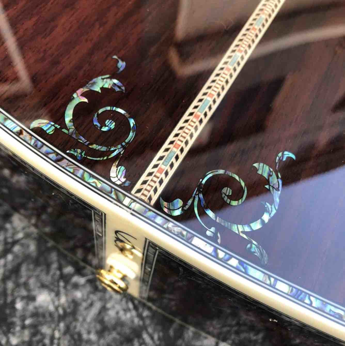 41 inch D style Solid spruce acoustic guitar,Ebony fingerboard,Abalone Tree life inlays acoustic electric guitar