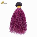 Afro Kinky Curly Dark Root Purple Ombre Virgin Human Hair Bundles For Sale