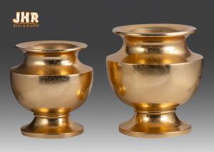 Quality Wedding Gold Leafed Fiberglass Centerpiece Table Vases Pot Shape Durable wholesale