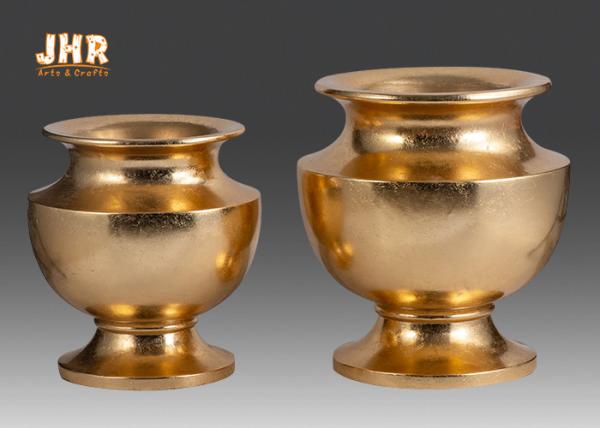 Wedding Gold Leafed Fiberglass Centerpiece Table Vases Pot Shape Durable