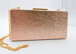Box Shape Metal Buckle Ladies Evening Clutch Bags Leather Senior Golden Color