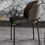 Cream Linen Upholstered Dining Chairs With Metal Legs Double Back Conference Use