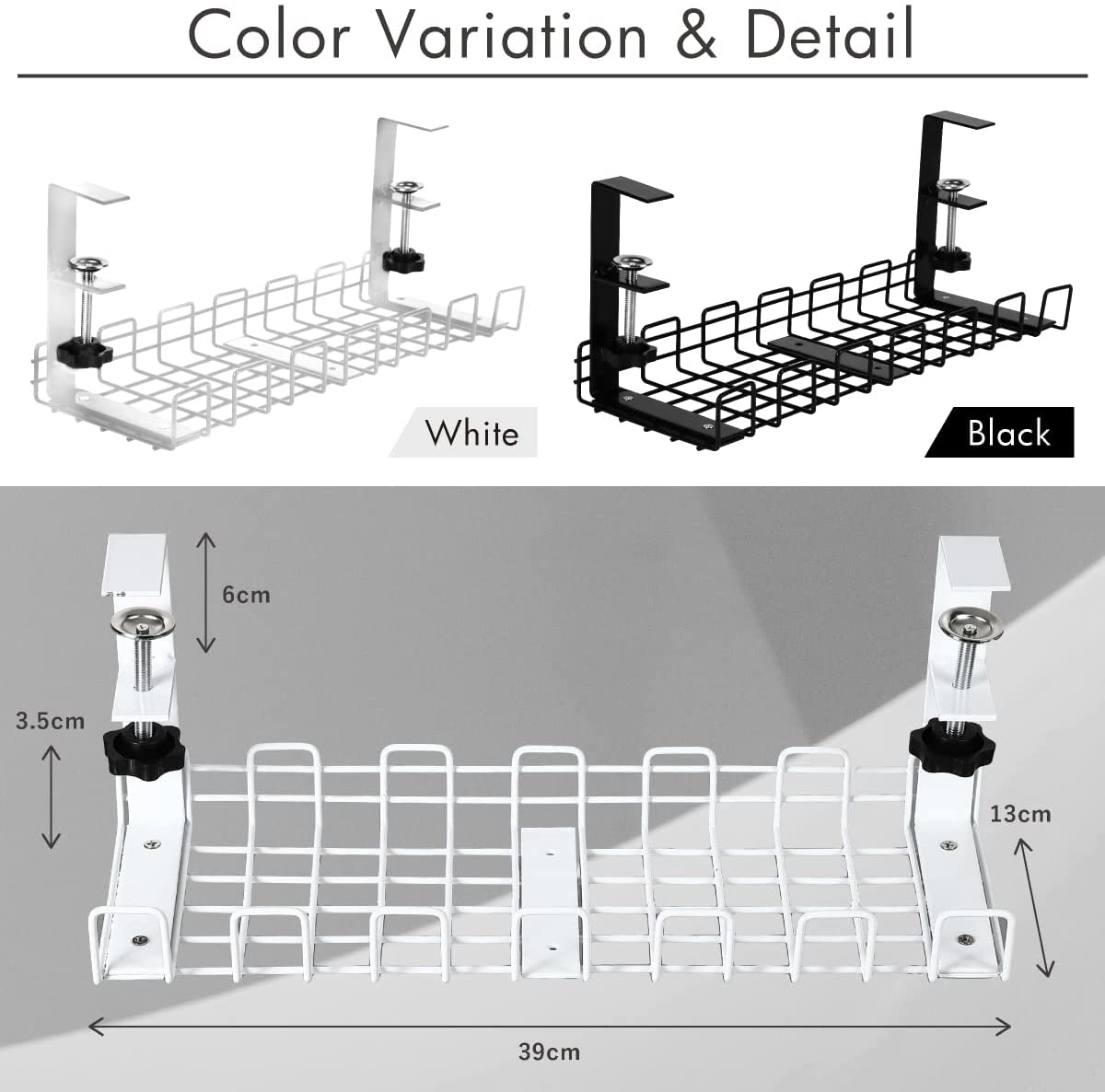 Adjustable and Removable Desks Cable Management Tray for Office Desks