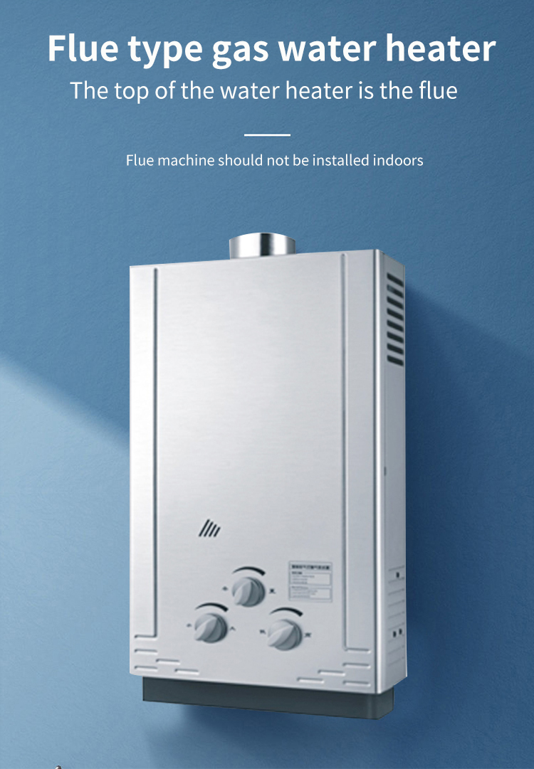 Energy Saving NG Tankless Residential Gas Water Heater Stainless Steel Flue Type 6L
