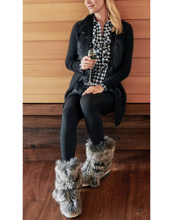 Women ' S Fur Collar Knit Cardigan Sweater 70 Wool 30 Cashmere Material