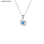 Luxury Geometric Sterling Silver Necklace Blue Topaz Stone Pendant Necklaces