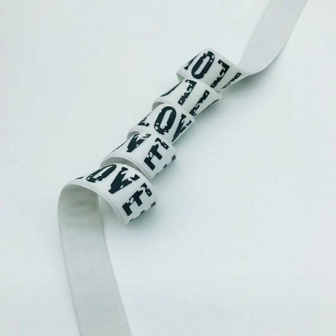 Wholesale High Quality 10MM Custom Brand Logo Jacquard Woven Soft Nylon Elastic Webbing Band For Bra Strap