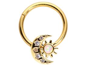Quality Solid 18K Gold Nose Piercing Moon Sun Shape With 0.06ct SI2 Natural Diamonds ODM wholesale