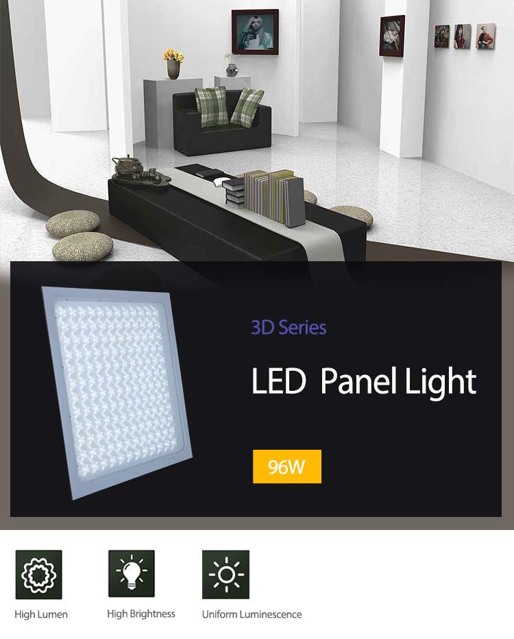 Lamp Luminous Efficiency lm/w 80 3D Moon 595*595 LED Panel Light 96W 120W 150W 1kg