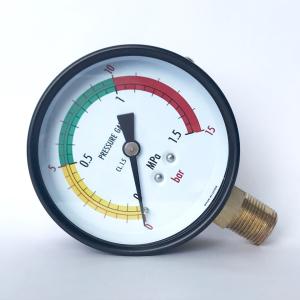 Quality Brass Tube Socket Pressure Gauge Yellow Green Red Dial 80mm 15 Bar wholesale