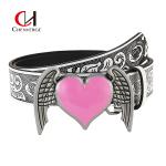 Fashion Pink Love Ladies Leather Belt For Engraved Pattern