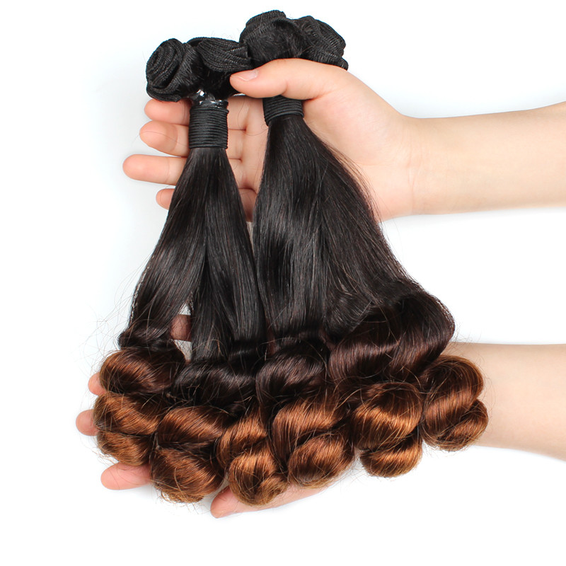 Grade 7A Virgin Remy Hair Wholesale Ombre Color Loose Wave Brazilian Hair Bundles