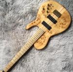 Custom 5 Strings Neck Through Body Burl Maple Top Electric Bass Guitar