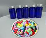 Plastic Vitamin Supplement Bottle PET Capsule Tablet Pill Bottle Blue 100ml