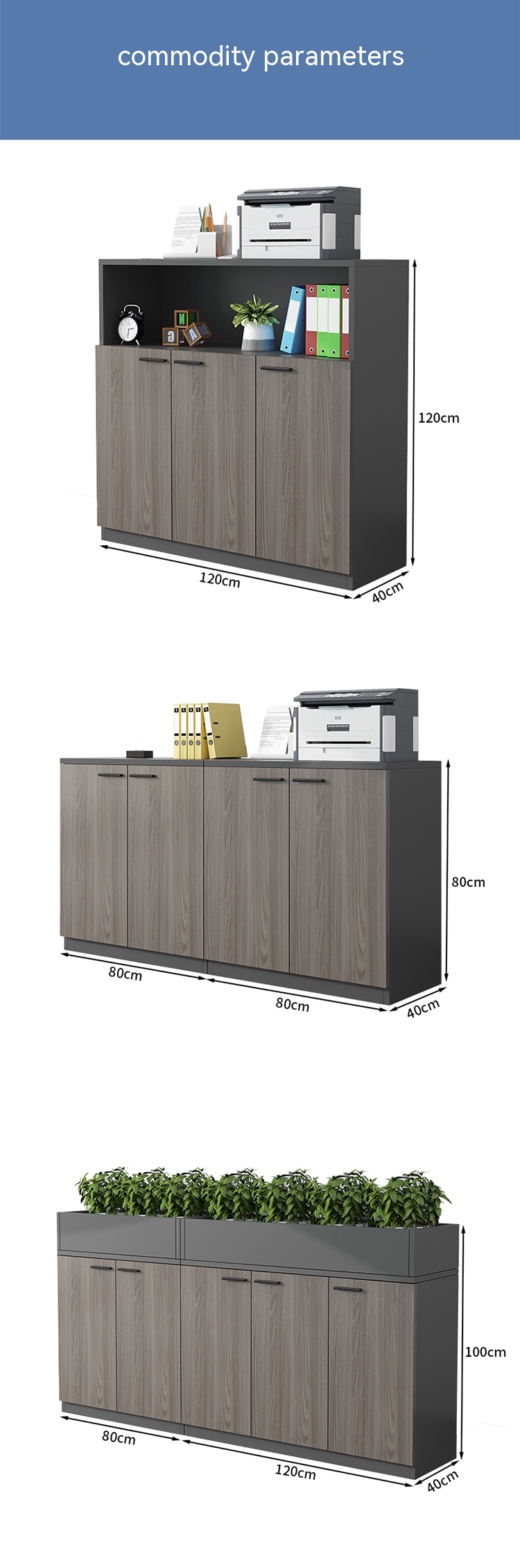 Sturdy and Durable Wooden Shelves Staff Sideboard Storage File Cabinet for Office