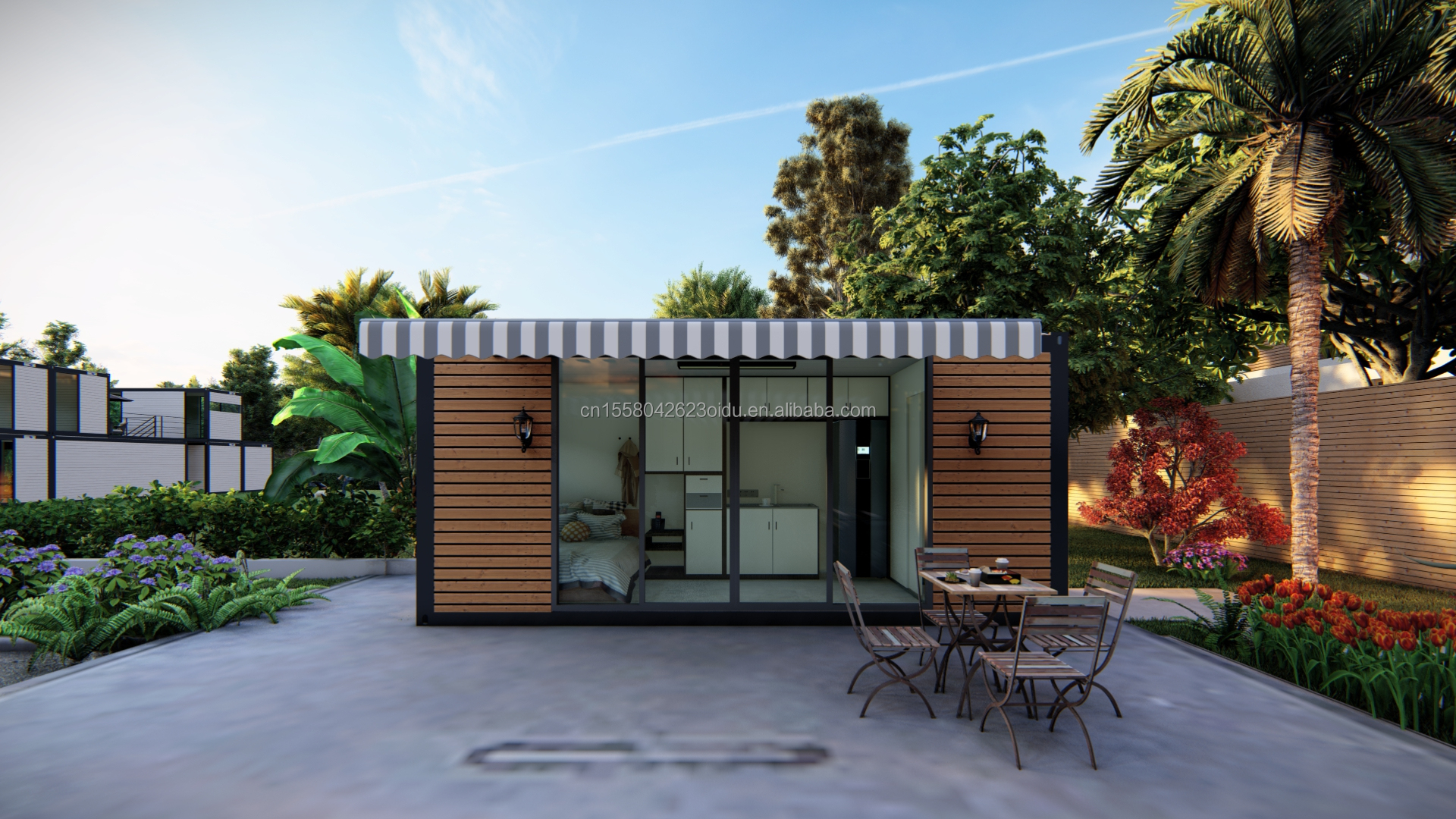 Wall 50/75/100mm Wave Sandwich Panel Luxury Modern Wooden House Steel Structure Flat Packaging Container House for Hotel