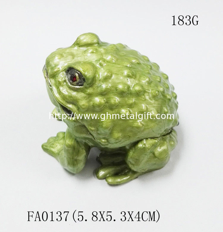 Hot sale Frog Enamel trinket box metal pewter Frog Trinket Box