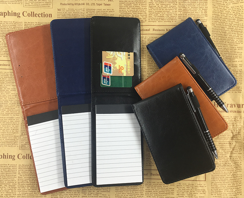 Reporters' Must-Have A7 PU Leather Cover Notepad with Gel Pen 2 Colors