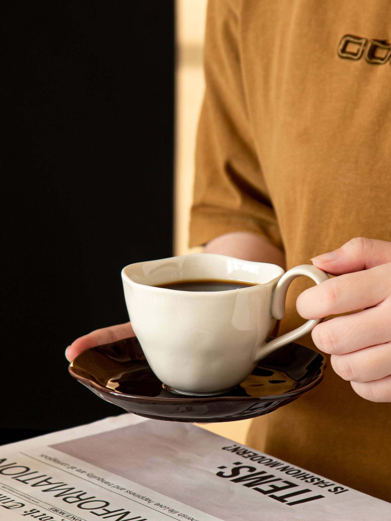 Novelty Design Style Handmade Ceramic Coffee Cups And Saucers For Sustainable