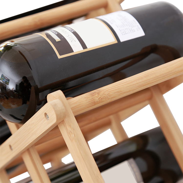Countertop Bamboo Wine Rack Bottle Holder Foldable Storage Stand
