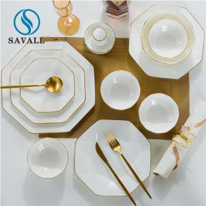 Quality Gold Rim Gloss Glaze A Grade Contemporary Dinnerware Sets For Wedding wholesale