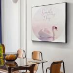 Custom Luxury Home Decor White Swan Relief Painting Oil Painting Wall Art