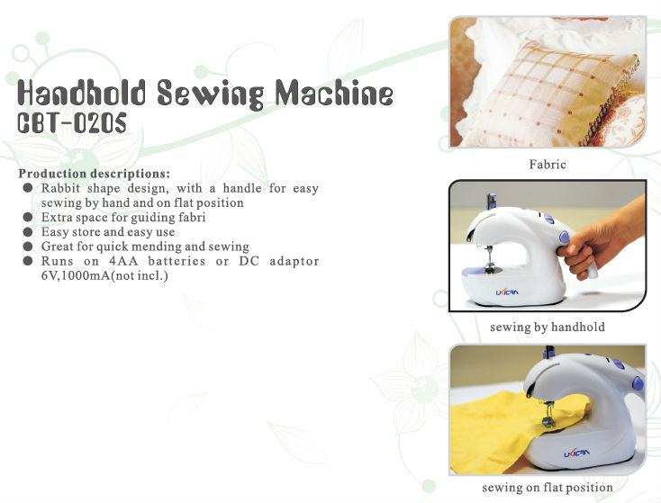 Portable Handheld Mini Sewing Machine CBT-0205 ABS Metal Material DC 6V/1000mA Output