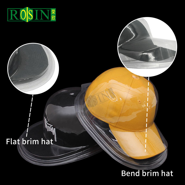 Cheap Waterproof Plastic Snapcap Packaging Transparent Blister Clamshell for Baseball Caps Hip Pop Hats Display Case Holder