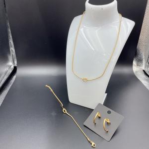 Quality High Polish Newest Gold Color Stainless Steel Earring ,Necklace , Bracelet Sets For Lady wholesale