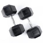 20lbs Black Rubber Hex Dumbbell Sets 30mm Dia