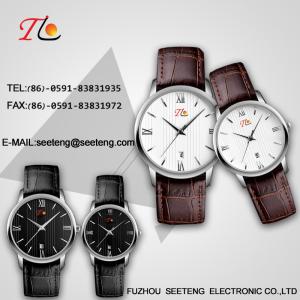 Quality PU Leather wrist band couple watch black dial or white coupe quartz watch wholesale