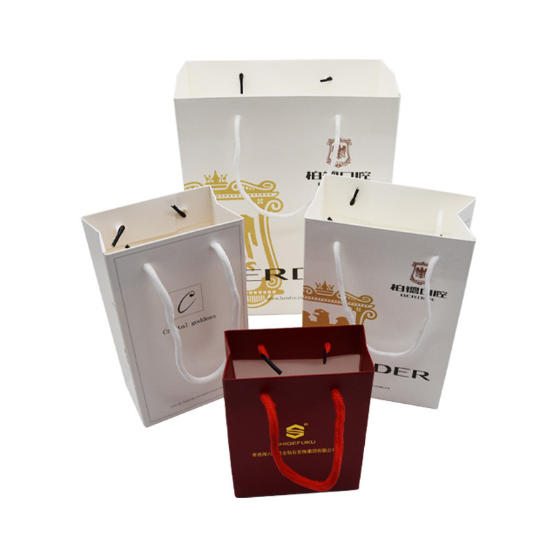 Craft Paper Brown Custom Paper Shopping Bags With Ribbon Merchandise