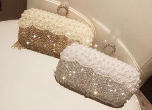 Quality Girl's dinner clutch shiny diamond combo lightweight style evening bag wholesale
