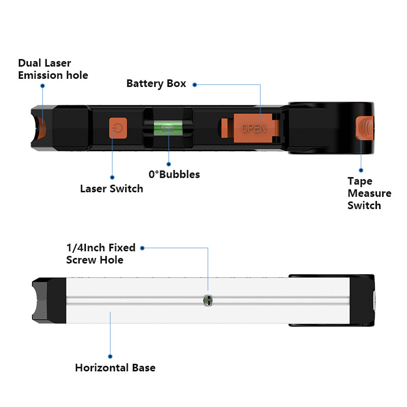 4 In 1 Laser Level Meter Multipurpose Cross Line Laser Horizontal Bubble And Level Ruler